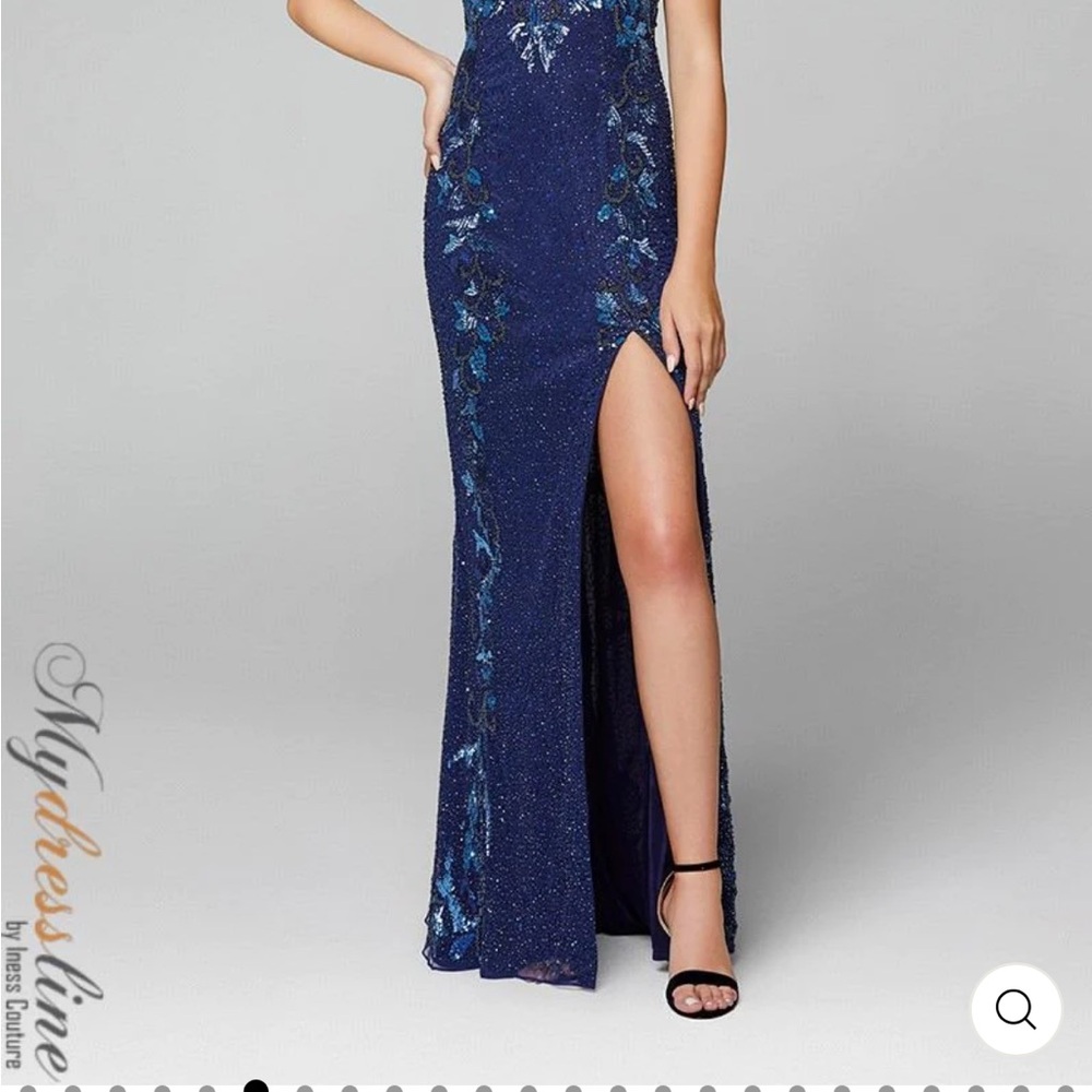 Primavera Couture Navy Sequin Prom Dress, Size 2 but fits up to a size 6!